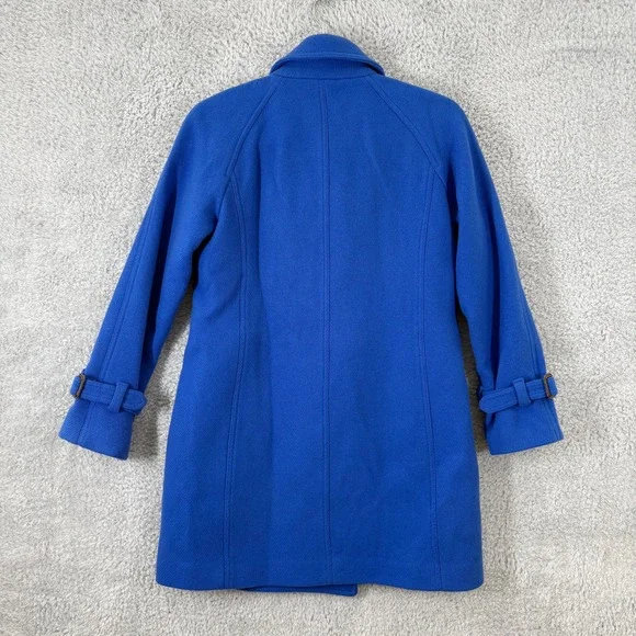 J. Crew Boulevard Trench Stadium Cloth Wool Blend Peacoat Size 4P Cobalt Blue - Picture 9 of 9